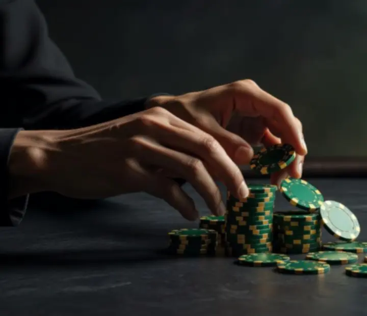 Cocktail gastronomique posé près de jetons de poker