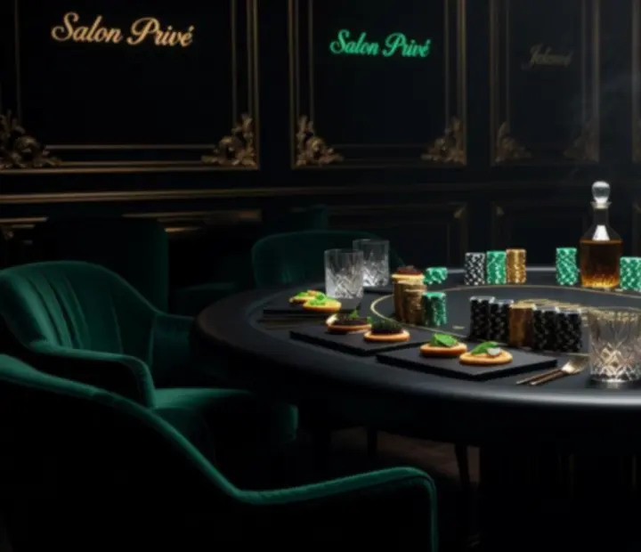 Ambiance feutrée de table de poker et dîner gastronomique dans un restaurant lounge